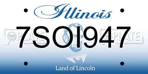 7SOI947 Illinois License Plate