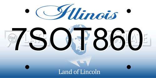7SOT860 Illinois License Plate