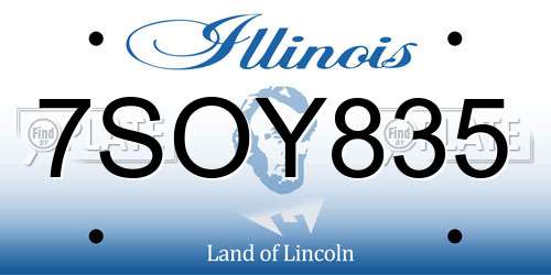 7SOY835 Illinois License Plate