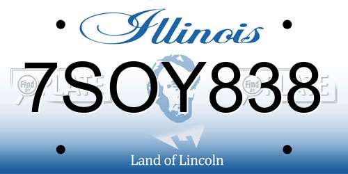 7SOY838 Illinois License Plate
