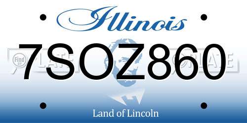 7SOZ860 Illinois License Plate