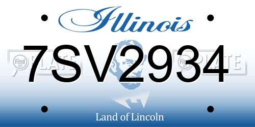 7SV2934 Illinois License Plate