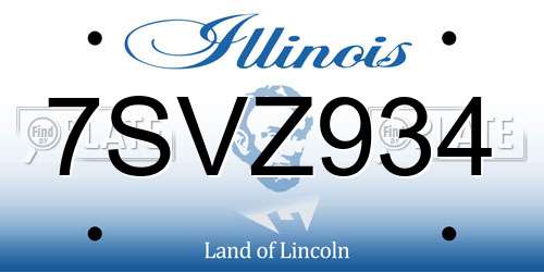 7SVZ934 Illinois License Plate