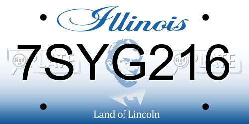 7SYG216 Illinois License Plate
