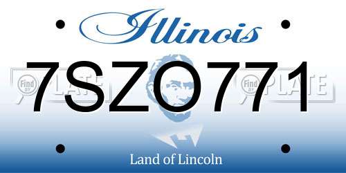 7SZO771 Illinois License Plate