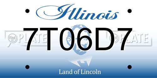 7T06D7 Illinois License Plate