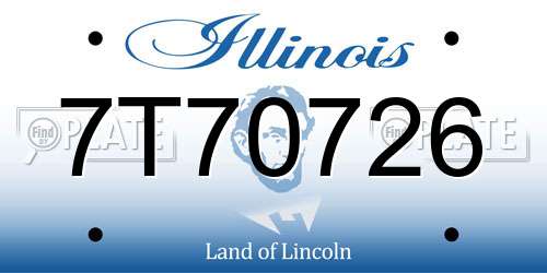 7T70726 Illinois License Plate