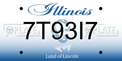 7T93I7 Illinois License Plate