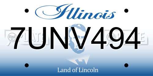 7UNV494 Illinois License Plate
