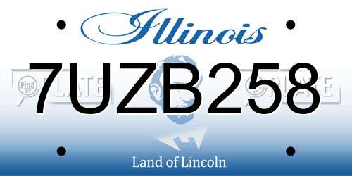 7UZB258 Illinois License Plate
