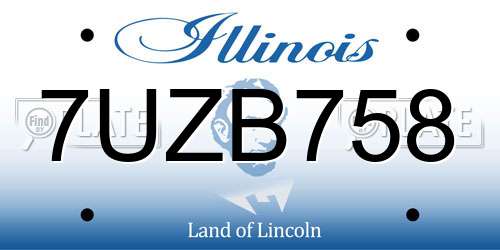 7UZB758 Illinois License Plate