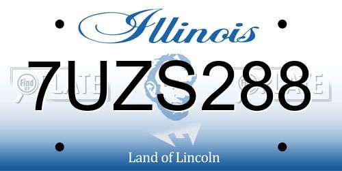 7UZS288 Illinois License Plate
