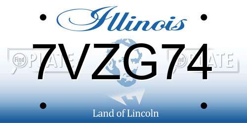 7VZG74 Illinois License Plate