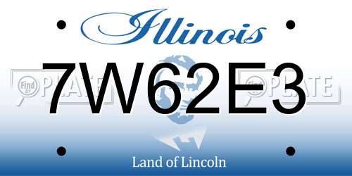 7W62E3 Illinois License Plate