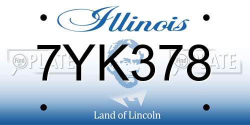7YK378 Illinois License Plate