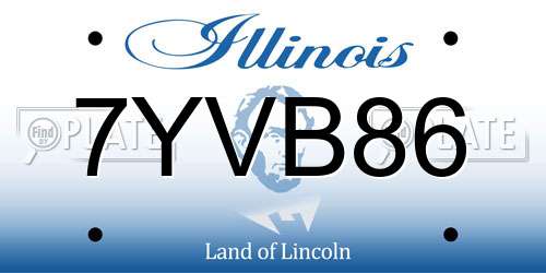 7YVB86 Illinois License Plate