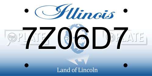7Z06D7 Illinois License Plate
