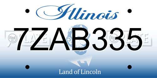 7ZAB335 Illinois License Plate