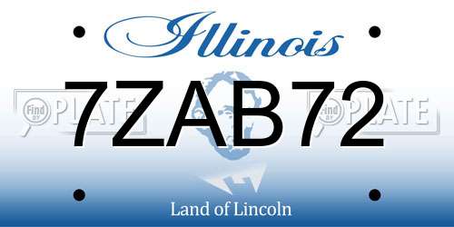 7ZAB72 Illinois License Plate
