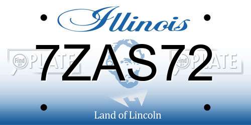 7ZAS72 Illinois License Plate
