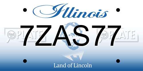 7ZAS77 Illinois License Plate