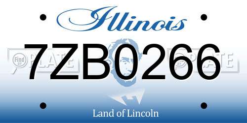 7ZB0266 Illinois License Plate