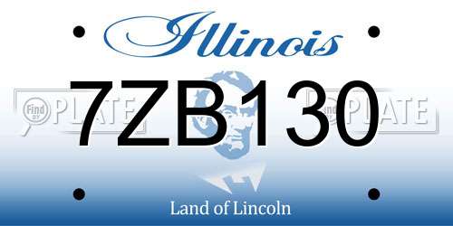 7ZB130 Illinois License Plate
