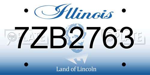 7ZB2763 Illinois License Plate