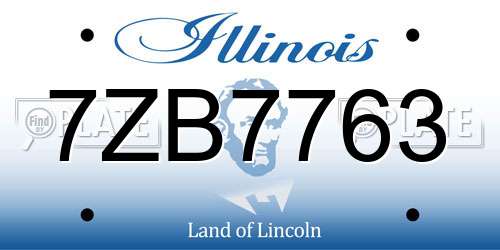 7ZB7763 Illinois License Plate