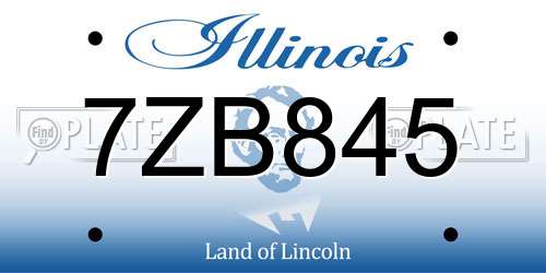 7ZB845 Illinois License Plate