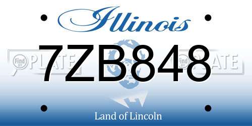 7ZB848 Illinois License Plate