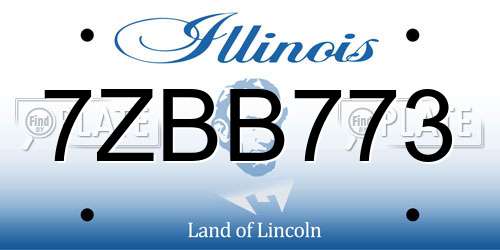 7ZBB773 Illinois License Plate