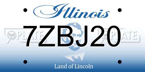7ZBJ20 Illinois License Plate