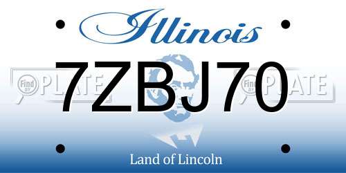 7ZBJ70 Illinois License Plate