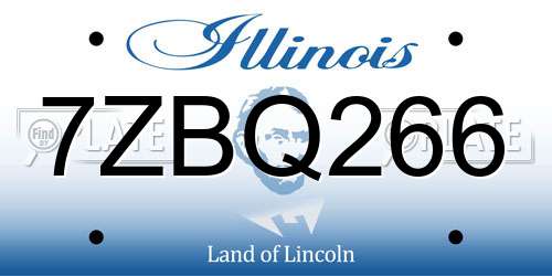 7ZBQ266 Illinois License Plate