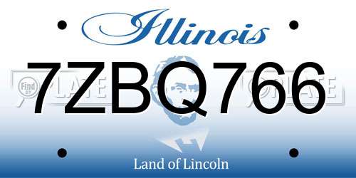7ZBQ766 Illinois License Plate