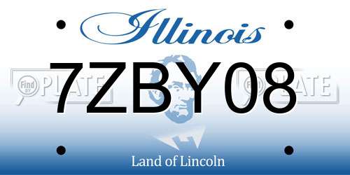 7ZBY08 Illinois License Plate