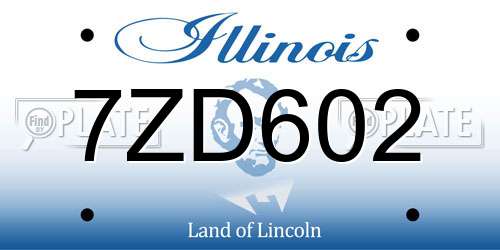 7ZD602 Illinois License Plate