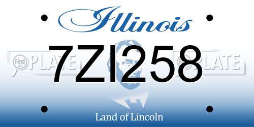 7ZI258 Illinois License Plate