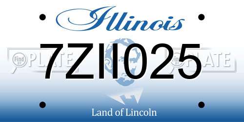 7ZII025 Illinois License Plate