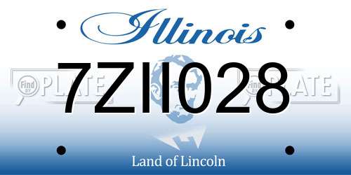 7ZII028 Illinois License Plate