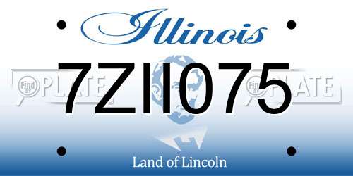 7ZII075 Illinois License Plate