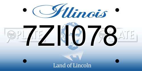 7ZII078 Illinois License Plate