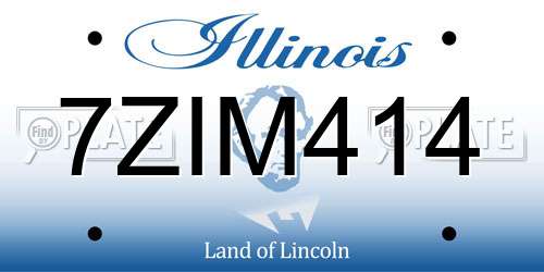 7ZIM414 Illinois License Plate