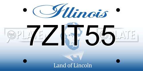 7ZIT55 Illinois License Plate