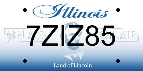 7ZIZ85 Illinois License Plate