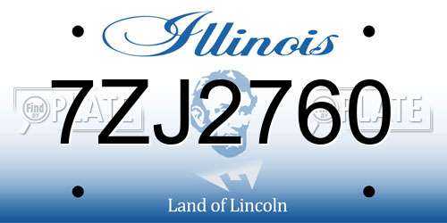 7ZJ2760 Illinois License Plate