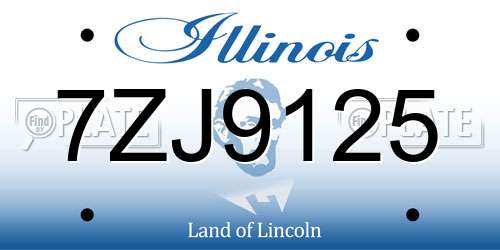 7ZJ9125 Illinois License Plate