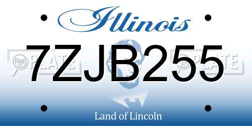 7ZJB255 Illinois License Plate