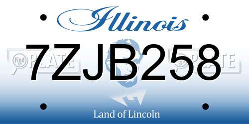 7ZJB258 Illinois License Plate
